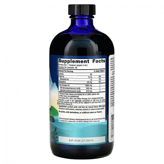 Nordic Naturals, жир печени арктической трески, со вкусом апельсина, 473 мл (16 жидк. унций)