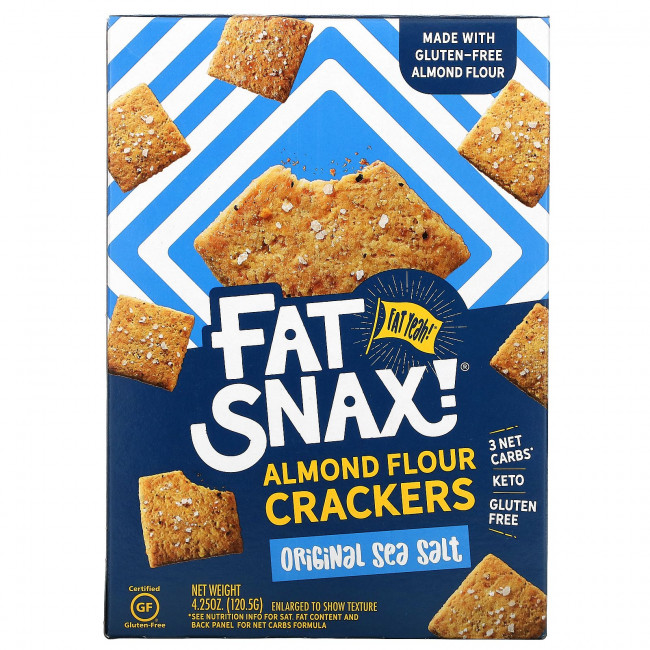 Fat Snax, Крекеры из миндальной муки, оригинальная морская соль, 120,5 г (4,25 унции) Fat Snax, Крекеры из миндальной муки, оригинальная морская соль, 120,5 г (4,25 унции)