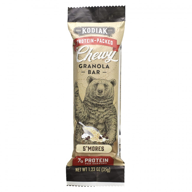 Kodiak Cakes, Жевательные батончики из гранолы, S'mores, 5 батончиков, 35 г (1,23 унции) каждый Kodiak Cakes, Жевательные батончики из гранолы, S'mores, 5 батончиков, 35 г (1,23 унции) каждый