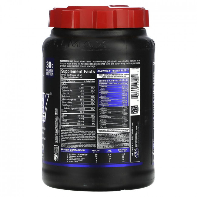 ALLMAX Nutrition, AllWhey Classic, 100% сывороточный протеин, французская ваниль, 2 фунта (907 г)