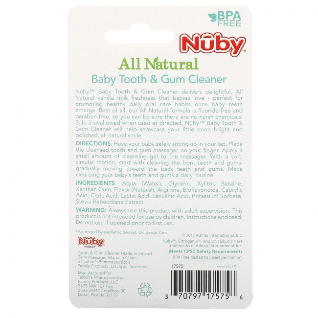 Dr. Talbot's, All Natural Baby Tooth & Gum Cleaner, 0m+, Vanilla Milk Flavored Gel, 0.75 oz (20 g)
