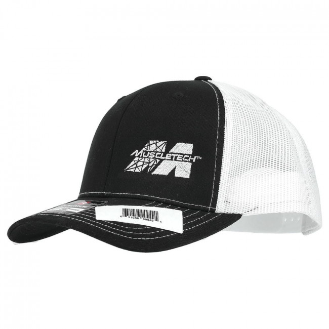 Бейсболка MuscleTech, Snapback Trucker Cap, черно-белая, 1 шт.