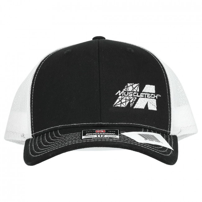 Бейсболка MuscleTech, Snapback Trucker Cap, черно-белая, 1 шт.