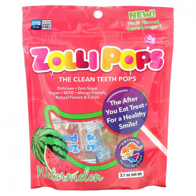Zollipops, The Clean Teeth Pops, арбуз, 3,1 унции Zollipops, The Clean Teeth Pops, арбуз, 3,1 унции