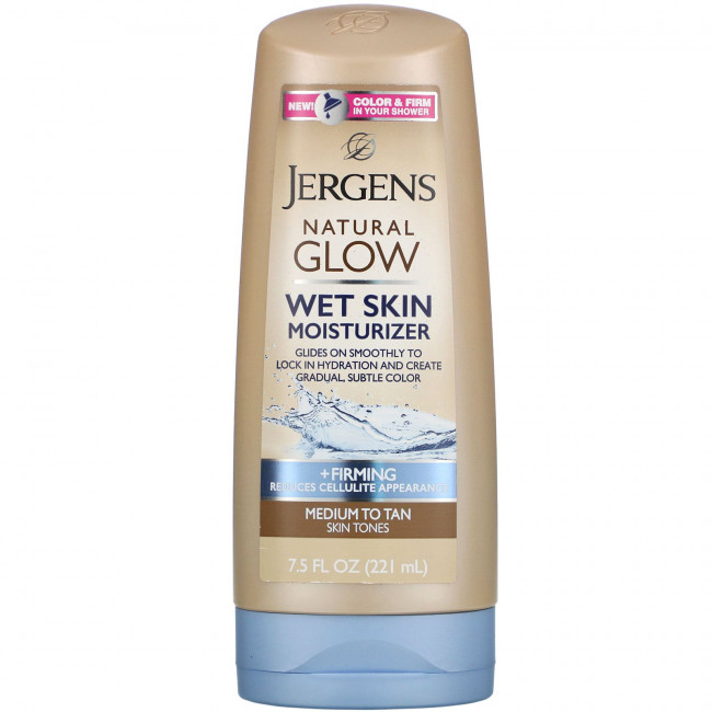 Jergens, Увлажняющее средство Natural Glow для нанесения на влажную кожу, укрепляющее, оттенок Medium to Tan (221 мл) Jergens, Увлажняющее средство Natural Glow для нанесения на влажную кожу, укрепляющее, оттенок Medium to Tan (221 мл)