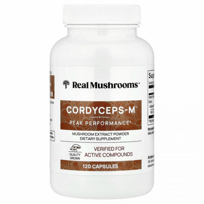 Real Mushrooms, Cordycep-M, Peak Performance, 120 капсул Real Mushrooms, Cordycep-M, Peak Performance, 120 капсул