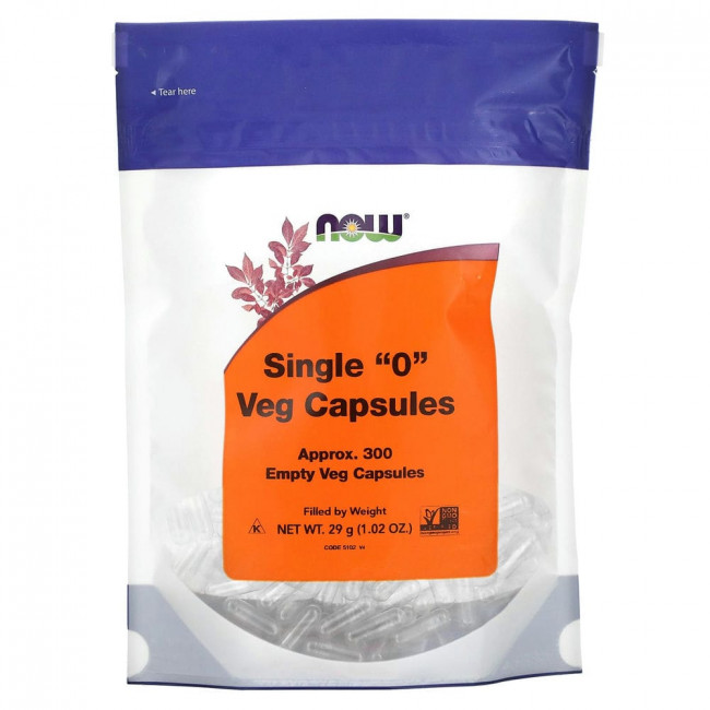 NOW Foods, отдельные пустые вегетарианские капсулы, прибл. 300 пустых вегетарианских капсул