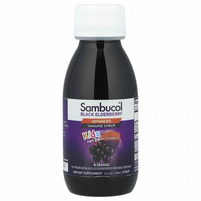 Sambucol, Черная бузина, поддержка иммунной системы, для детей, сироп, 120 мл Sambucol, Черная бузина, поддержка иммунной системы, для детей, сироп, 120 мл