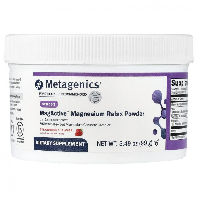 Metagenics, MagActive™ Magnesium Relax Powder, клубника, 99 г (3,49 унции) Metagenics, MagActive™ Magnesium Relax Powder, клубника, 99 г (3,49 унции)