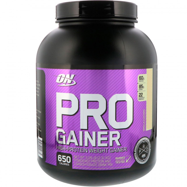 Optimum Nutrition, PRO GAINER, продукт для набора веса с высоким содержанием белка, ванильный крем, 2,31 кг (5,09 фунта) Optimum Nutrition, PRO GAINER, продукт для набора веса с высоким содержанием белка, ванильный крем, 2,31 кг (5,09 фунта)