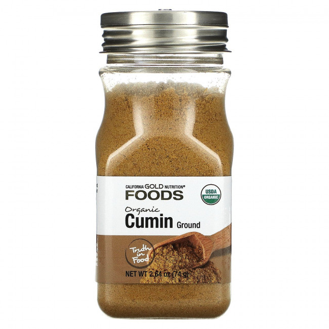 California Gold Nutrition, ПРОДУКТЫ — органическая зира, 74 г (2,64 унции)