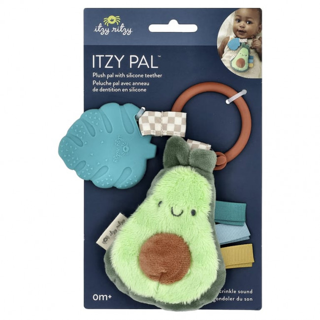 itzy ritzy, Itzy Pal™, плюшевая палочка с силиконовой прорезывателем, для детей от 0 месяцев, авокадо, 1 шт.