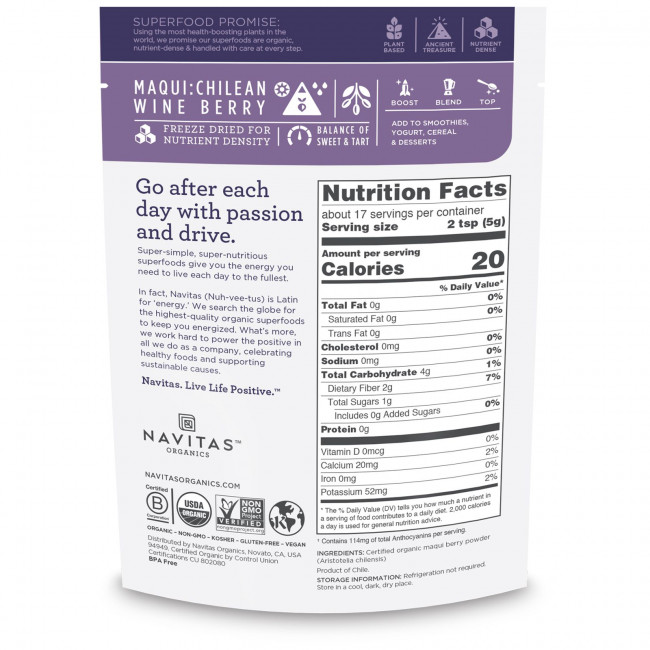 Navitas Organics, Органический порошок маки, тарт, 85 г (3 унции) Navitas Organics, Органический порошок маки, тарт, 85 г (3 унции)