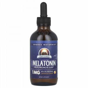 Source Naturals, Мелатонин, сублингвальная жидкость, натуральный ароматизатор со вкусом апельсина, 118,28 мл (4 жидких унции) Source Naturals, Мелатонин, сублингвальная жидкость, натуральный ароматизатор со вкусом апельсина, 118,28 мл (4 жидких унции)