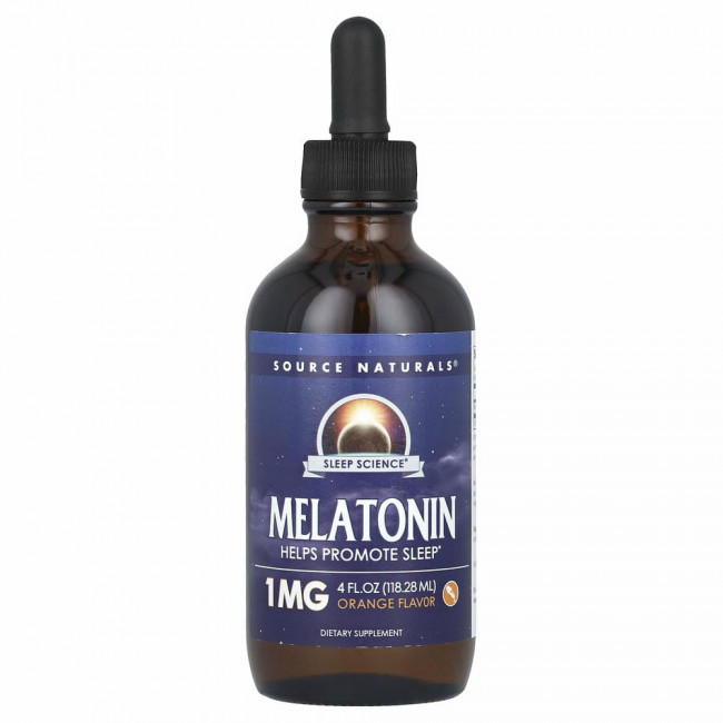 Source Naturals, Мелатонин, сублингвальная жидкость, натуральный ароматизатор со вкусом апельсина, 118,28 мл (4 жидких унции) Source Naturals, Мелатонин, сублингвальная жидкость, натуральный ароматизатор со вкусом апельсина, 118,28 мл (4 жидких унции)