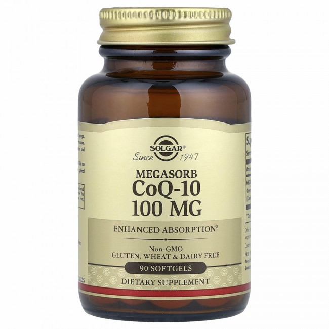 Solgar, Megasorb CoQ-10, мегасорб с коэнзимом Q-10, 100 мг, 90 капсул
