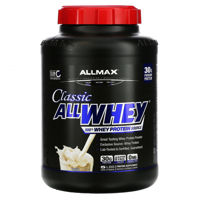 ALLMAX Nutrition, AllWhey Classic, 100%-ный сывороточный белок, французская ваниль, 5 фунтов (2,27 кг) ALLMAX Nutrition, AllWhey Classic, 100%-ный сывороточный белок, французская ваниль, 5 фунтов (2,27 кг)