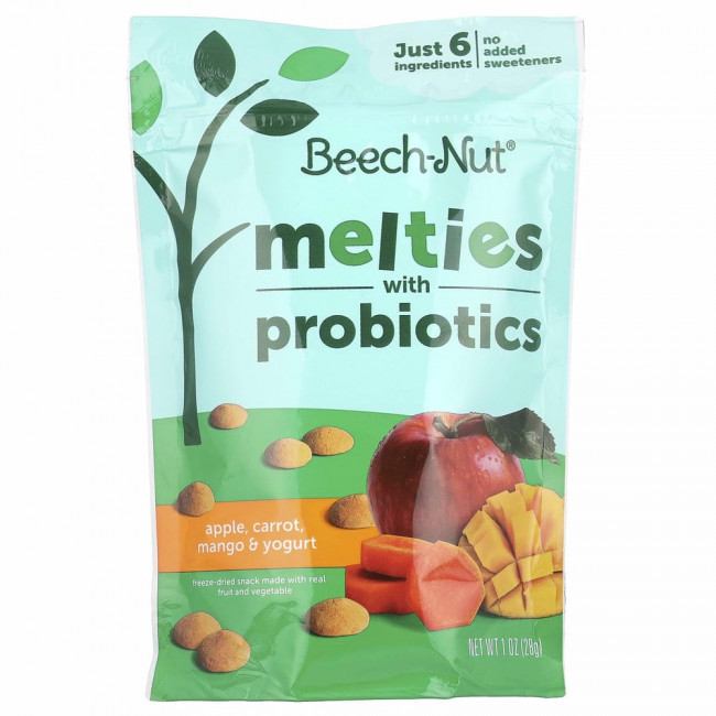 Beech-Nut, Naturals, расплав с пробиотиками, этап 3, яблоко, морковь, манго и йогурт, 28 г (1 унция)