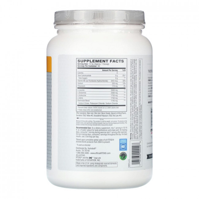 Xtend, The Original, 7 г аминокислот с разветвленной цепью (BCAA), со вкусом манго, 1,26 кг (2,78 фунта)