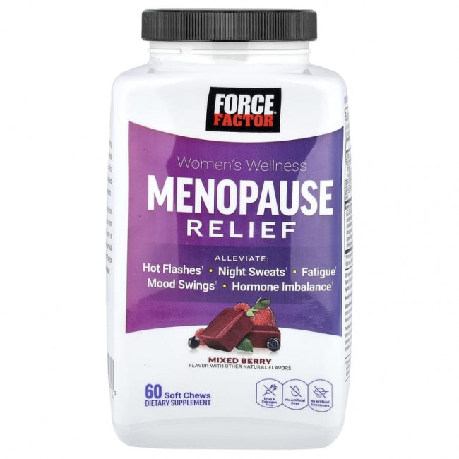 Force Factor, Women's Wellness, средство для поддержки при менопаузе, со вкусом ягодного ассорти, 60 жевательных таблеток Force Factor, Women's Wellness, средство для поддержки при менопаузе, со вкусом ягодного ассорти, 60 жевательных таблеток