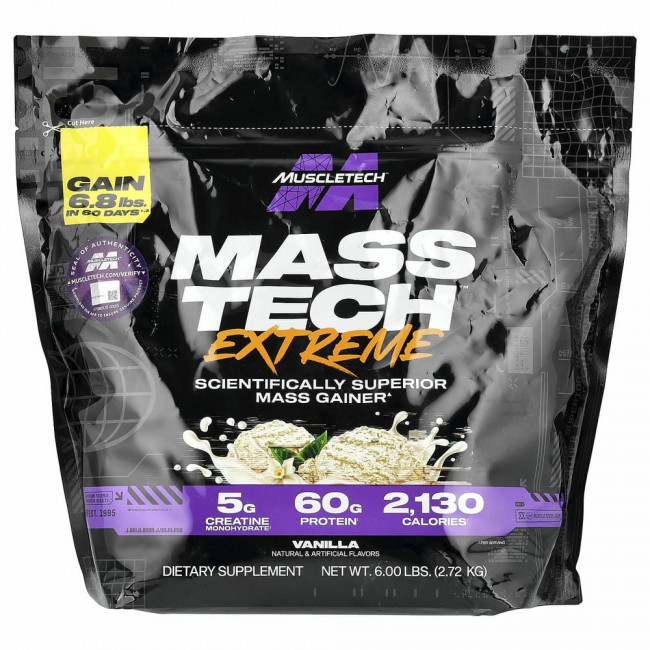 MuscleTech, Mass Tech Extreme 2000, Vanilla Milkshake, 6 lbs (2.72 kg) MuscleTech, Mass Tech Extreme 2000, Vanilla Milkshake, 6 lbs (2.72 kg)