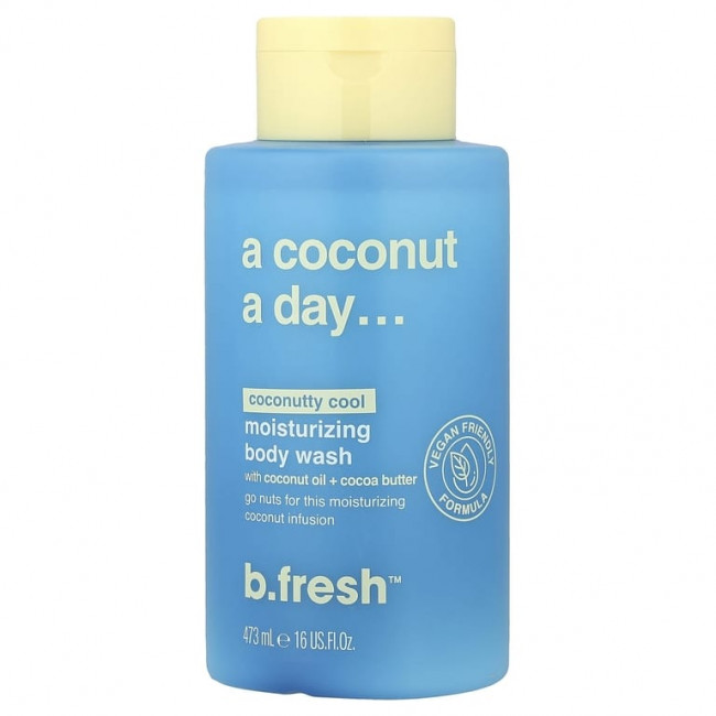 b.fresh, A Coconut A Day, увлажняющий гель для душа, прохладный кокос, 473 мл (16 жидк. унций) b.fresh, A Coconut A Day, увлажняющий гель для душа, прохладный кокос, 473 мл (16 жидк. унций)