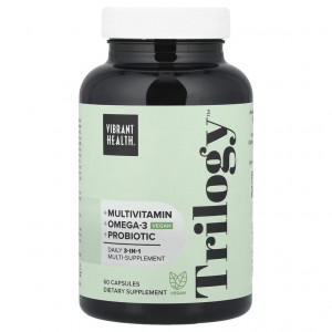 Vibrant Health, Trilogy ™, комплексная добавка 3 в 1 для ежедневного приема, веганский продукт, 60 капсул