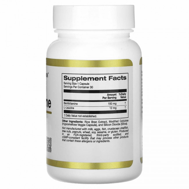 California Gold Nutrition, бенфотиамин, 150 мг, 30 растительных капсул