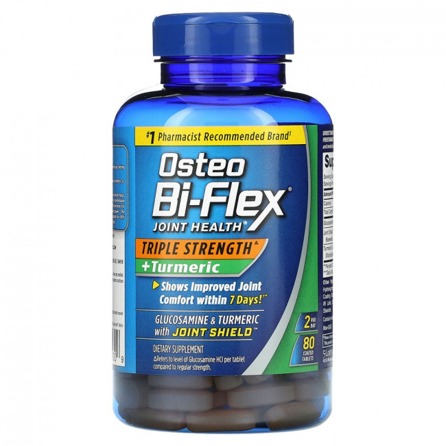 Osteo Bi-Flex, добавка для здоровья суставов, тройная сила действия + куркума, 80 покрытых оболочкой таблеток Osteo Bi-Flex, добавка для здоровья суставов, тройная сила действия + куркума, 80 покрытых оболочкой таблеток
