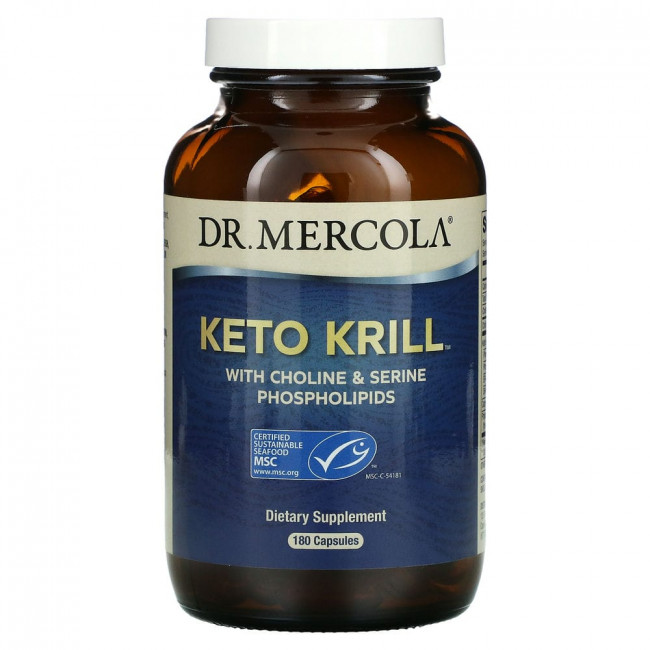 Dr. Mercola, кето-криль с фосфолипидами холина и серина, 180 капсул Dr. Mercola, кето-криль с фосфолипидами холина и серина, 180 капсул