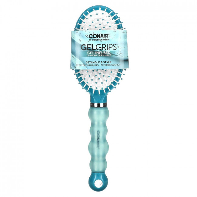 Conair, Массажная расческа Gel Grips с удобной гелевой ручкой для легкого расчесывания и укладки, 1 шт.