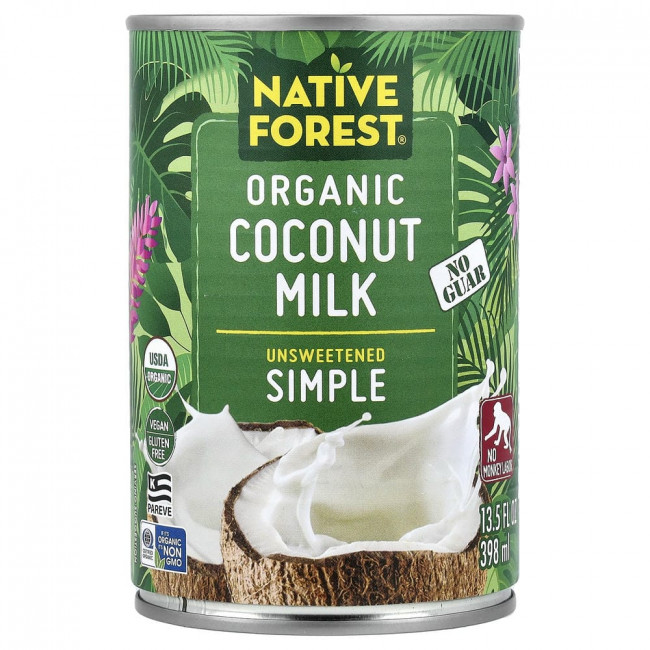 Натуральное кокосовое молоко Native Forest, органическое, простое, несладкое, 398 мл (13,5 жидких унций)