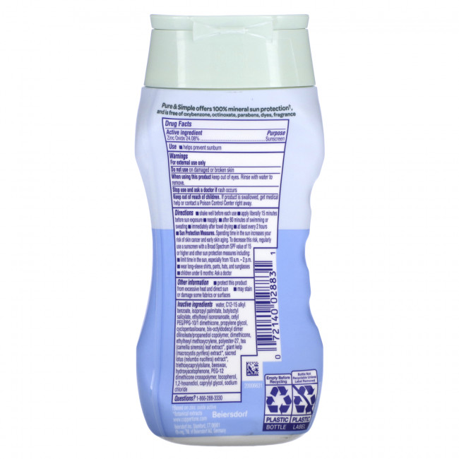 Coppertone, Pure & Simple, 100% минеральная защита от солнца, SPF 50, 177 мл (6 жидк. Унций) Coppertone, Pure & Simple, 100% минеральная защита от солнца, SPF 50, 177 мл (6 жидк. Унций)