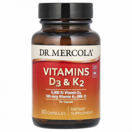Dr. Mercola, витамины D3 и K2, 30 капсул &mdash; 