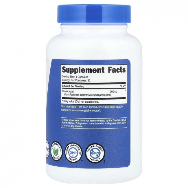 Nutricost, Performance, Урсоловая кислота, 120 капсул (75 мг на капсулу)