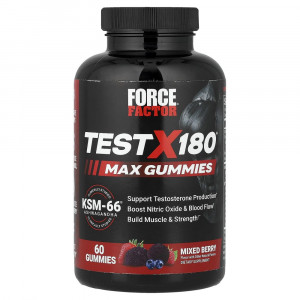 Жевательные конфеты Force Factor, Test X180® Max, со вкусом ягод, 60 штук.
