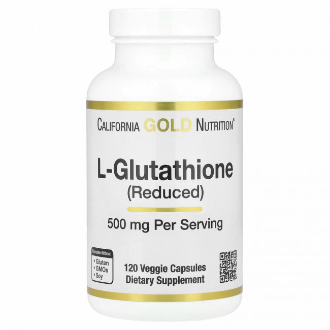 California Gold Nutrition, L-глутатион (восстановленный), 500 мг, 120 растительных капсул California Gold Nutrition, L-глутатион (восстановленный), 500 мг, 120 растительных капсул