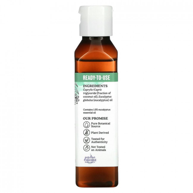 Aura Cacia, Чистое эфирное масло во фракционированном кокосовом масле, эвкалипт, 4 жидких унции (118 мл) Aura Cacia, Чистое эфирное масло во фракционированном кокосовом масле, эвкалипт, 4 жидких унции (118 мл)
