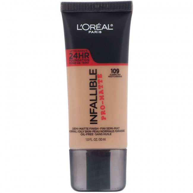 L'Oreal, Тональная основа Infallible Pro-Matte, оттенок классический загар 109, 30 мл L'Oreal, Тональная основа Infallible Pro-Matte, оттенок классический загар 109, 30 мл