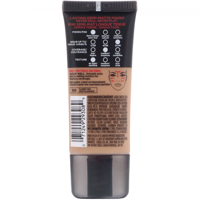 L'Oreal, Тональная основа Infallible Pro-Matte, оттенок классический загар 109, 30 мл L'Oreal, Тональная основа Infallible Pro-Matte, оттенок классический загар 109, 30 мл