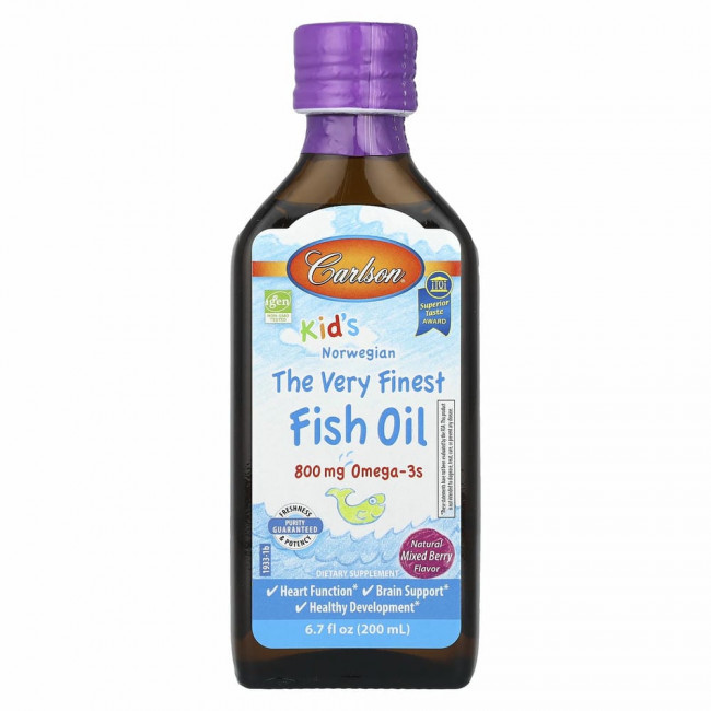 Carlson, Kids, The Very Finest Fish Oil, Natural Mixed Berry , 800 mg, 6.7 fl oz (200 ml)
