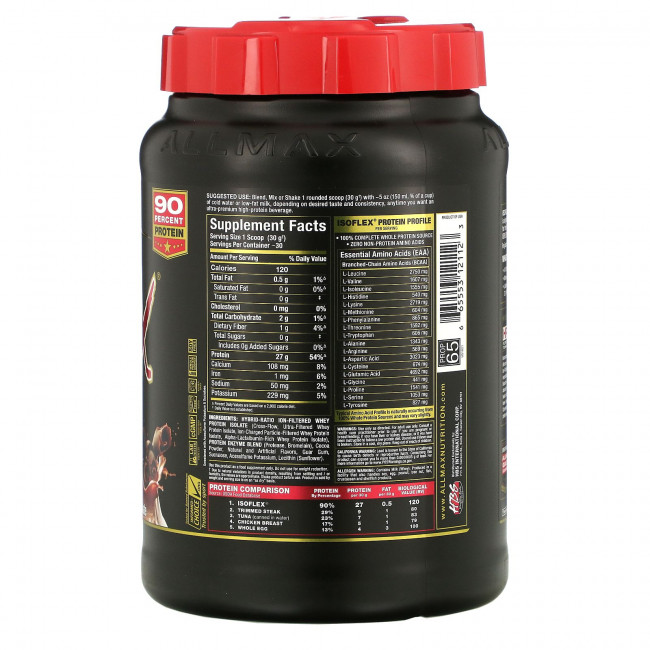 ALLMAX Nutrition, Isoflex, чистый изолят сывороточного протеина (фильтрация ИСП частицами, заряженными ионами), со вкусом шоколада, 907 г (32 унции) ALLMAX Nutrition, Isoflex, чистый изолят сывороточного протеина (фильтрация ИСП частицами, заряженными ионами), со вкусом шоколада, 907 г (32 унции)