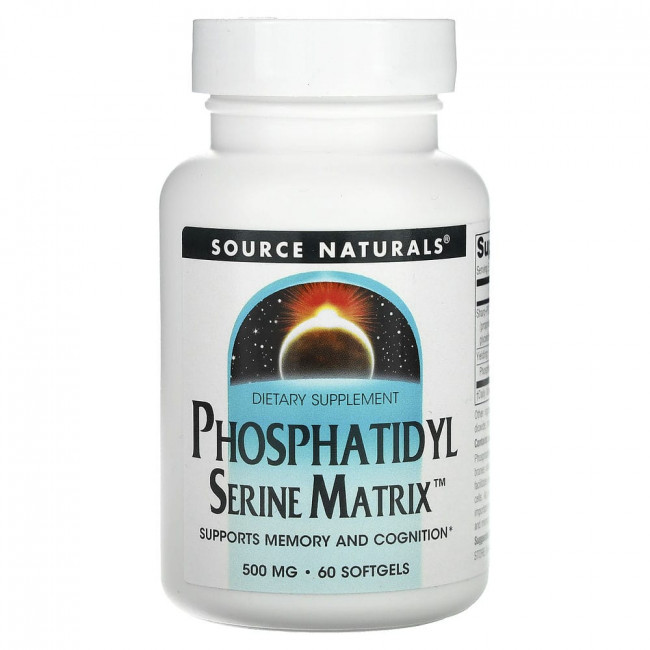Source Naturals, Фосфатидилсериновая матрица, 500 мг, 60 мягких таблеток Source Naturals, Фосфатидилсериновая матрица, 500 мг, 60 мягких таблеток