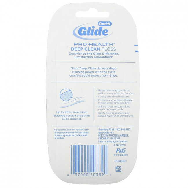 Oral-B, Glide, Pro-Health, зубная нить для глубокой очистки, прохладная мята, 2 упаковки, 43,7 ярда (40 м) каждый Oral-B, Glide, Pro-Health, зубная нить для глубокой очистки, прохладная мята, 2 упаковки, 43,7 ярда (40 м) каждый