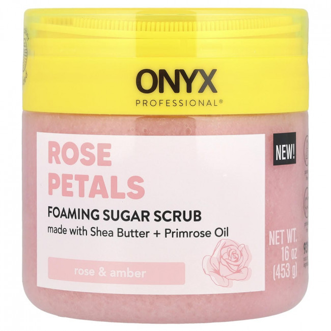Onyx Professional, Rose Petals, Пенящийся сахарный скраб, Роза и Амбра, 453 г (16 унций)