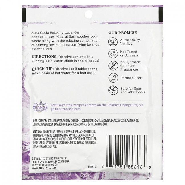 Aura Cacia, Aromatherapy Mineral Bath, расслабляющая лаванда, 70,9 г (2,5 унций) Aura Cacia, Aromatherapy Mineral Bath, расслабляющая лаванда, 70,9 г (2,5 унций)