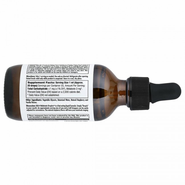 KAL, Melatonin, Natural Raspberry Flavor, 3 mg , 1.85 fl oz (55 ml) KAL, Melatonin, Natural Raspberry Flavor, 3 mg , 1.85 fl oz (55 ml)