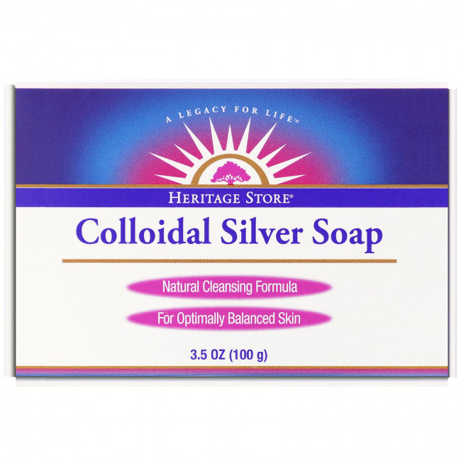 Heritage Store, Мыло Colloidal Silver Soap, 100 г Heritage Store, Мыло Colloidal Silver Soap, 100 г