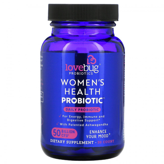 LoveBug Probiotics, Пробиотик для здоровья женщин, ежедневный пробиотик, 50 млрд КОЕ, 30 шт.