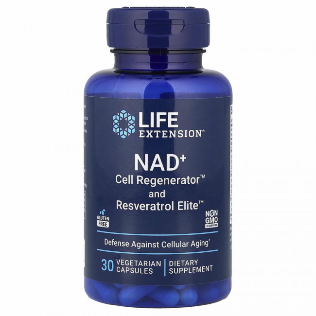 Life Extension, NAD+ Cell Regenerator, с ресвератролом, 30 вегетарианских капсул Life Extension, NAD+ Cell Regenerator, с ресвератролом, 30 вегетарианских капсул